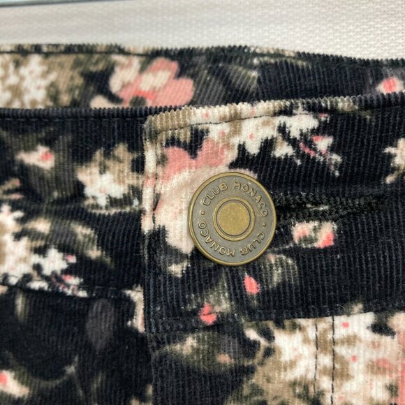 Club Monaco Black Multi Color Floral Corduroy Slim Pants size 10 - Picture 4 of 12